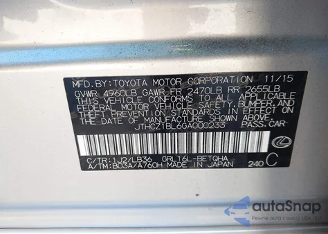 2016 Lexus Gs 350 z USA, uszkodzony, nr VIN JTHCZ1BL6GA000233